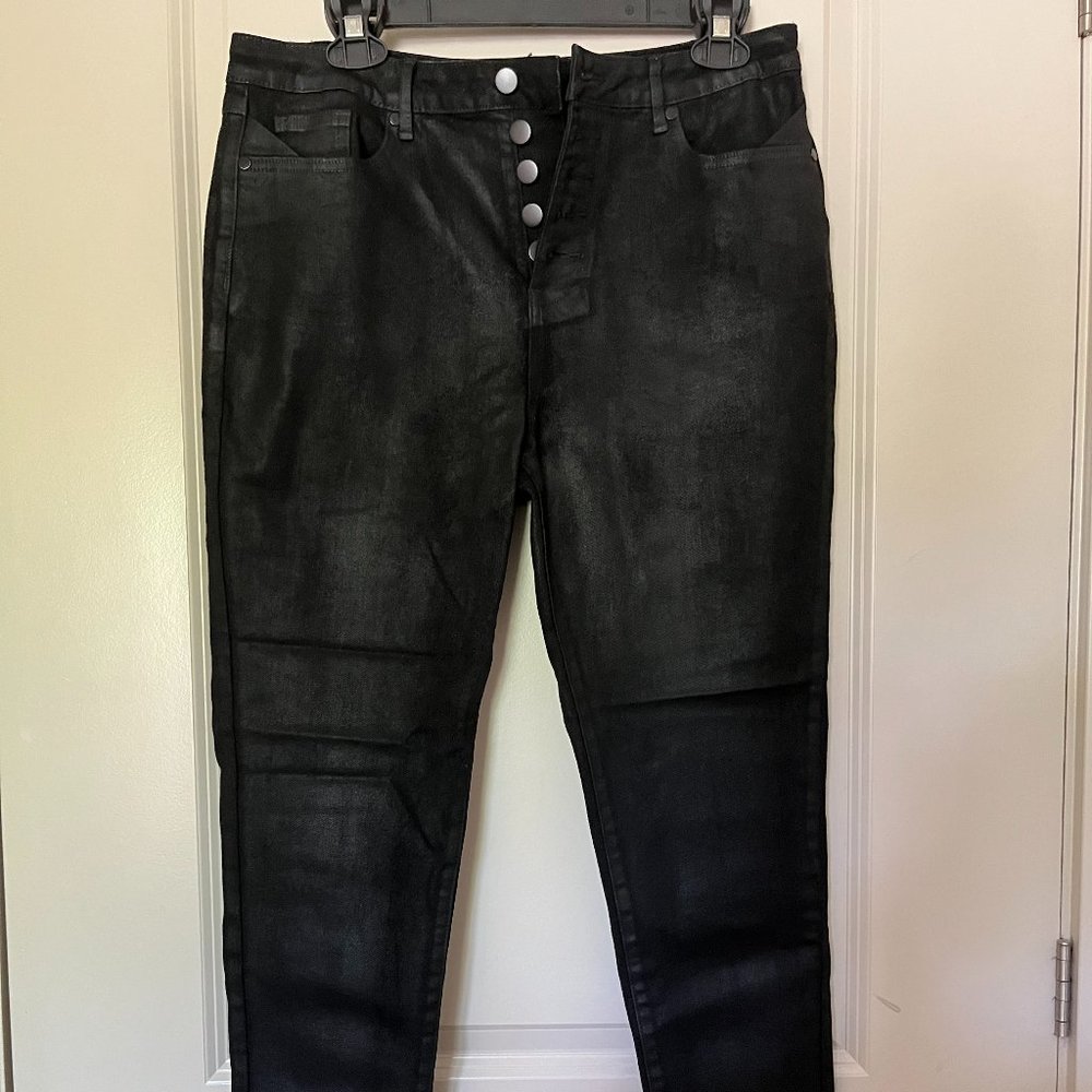 Amaryllis Coated  Denim High-Rise Skinny Jeans, Size 10